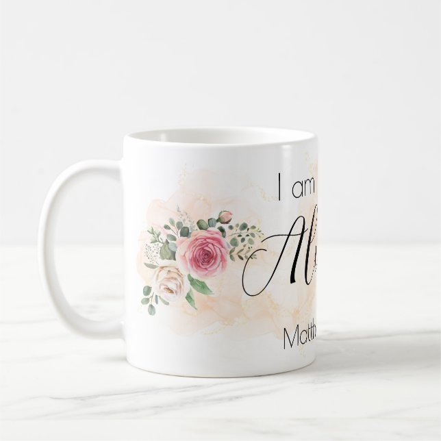 Mug Je Suis Avec Vous Toujours Roses D'Aquarelle (Gauche)