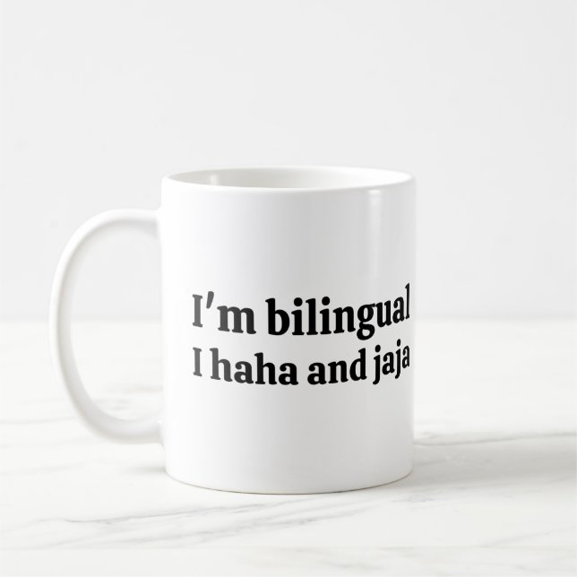 Mug Je suis bilingue j'ai haha et Jaja (Gauche)