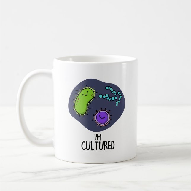Mug Je suis Culturé Funny Bacteria Pun (Gauche)