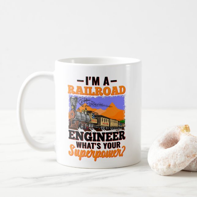 Mug Je suis ingénieur ferroviaire Quelle est votre sup (Avec donut)