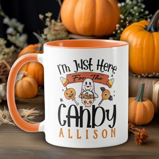 Mug Je suis juste ici pour l'Halloween Candy Custom (I'm Just Here for the Candy Custom Halloween Mug)