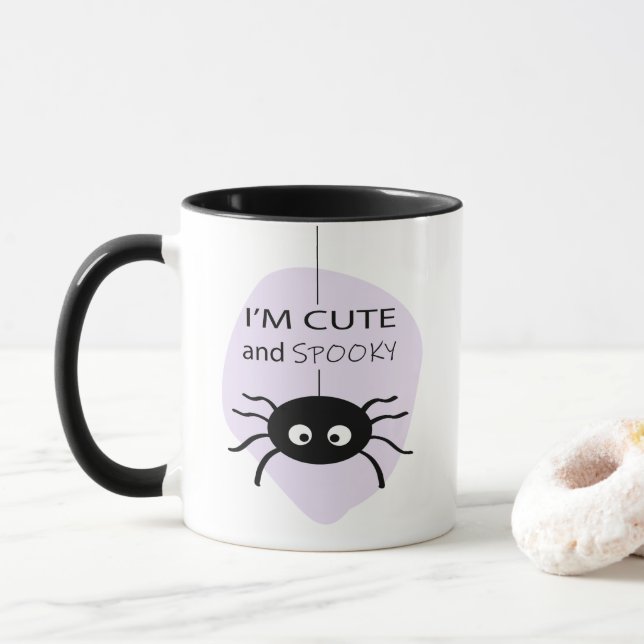 Mug Je suis mignon et Éffrayant l Spider Halloween Thè (Avec donut)
