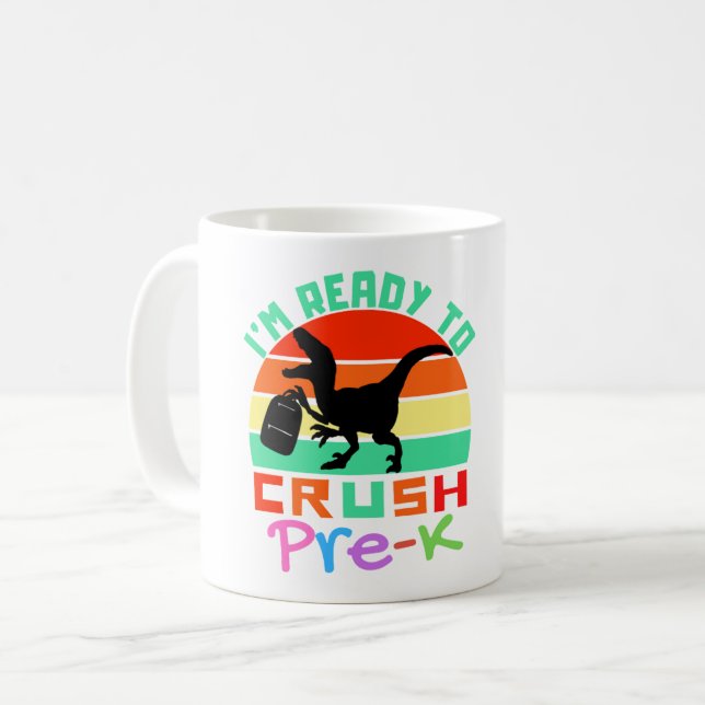 MUG JE SUIS PRÊT À CRUSTER PRE-K - DINOSAUR COOL (Devant gauche)