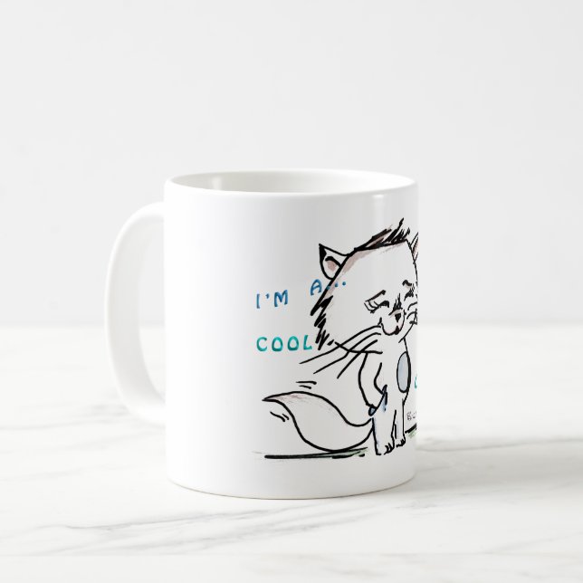 Mug Je suis un dessin animé de chat cool (Devant gauche)