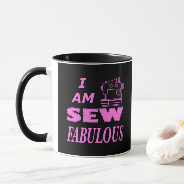Mug Je Suis Un Peu Fabrique En Noir Et Rose (Avec donut)