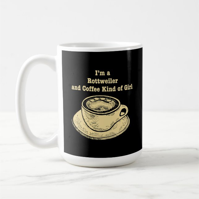 Mug Je suis un rottweiler et café genre de fille amour (Gauche)