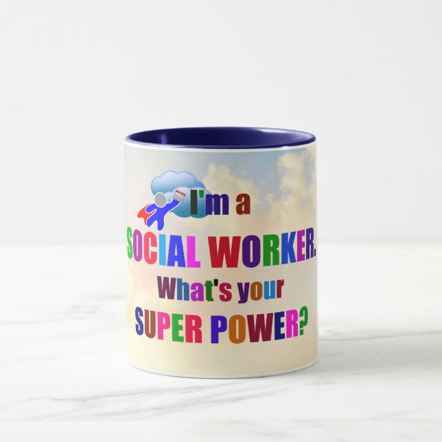 Mug "Je suis un travailleur social" conception populai (Centre)