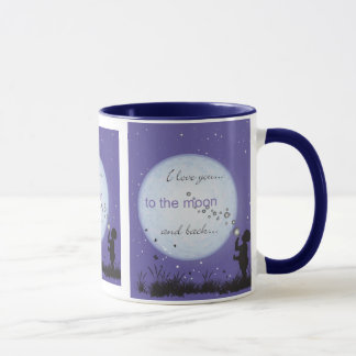 Mug Je t'aime à la bulle de soufflement de lune et de