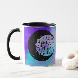 Mug Je t'aime à la lune et au retour   Aquarelle