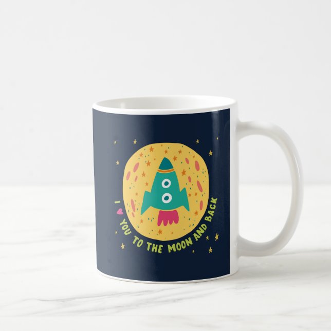 Mug Je t'aime à la lune et au Rocketship arrière (Droite)