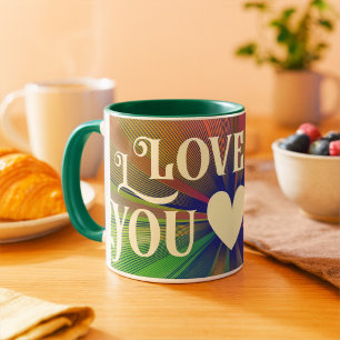 Mug Je t'aime Coeur Moderne Élégant Gras Cool Coloré