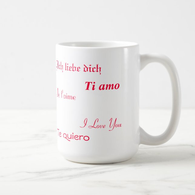 Mug Je t'aime dans cinq langues (Droite)