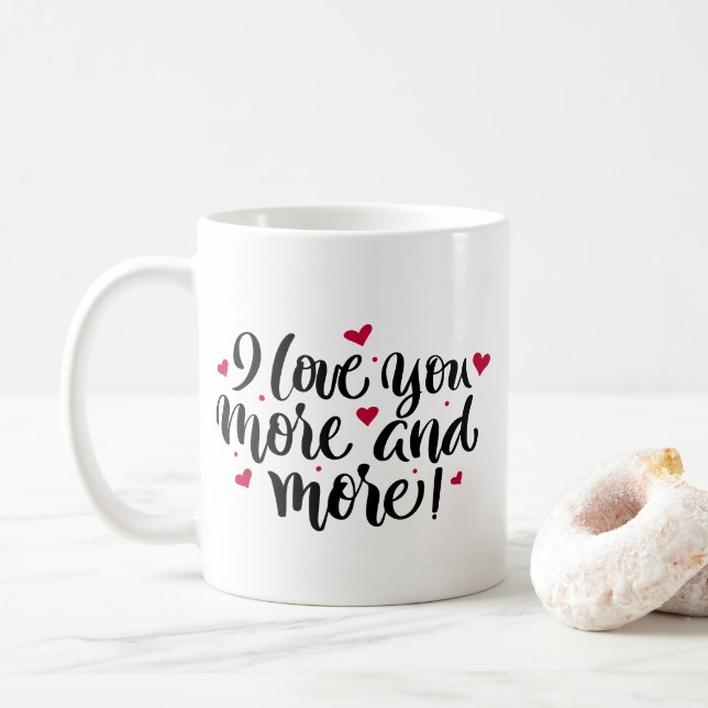 Mug Je t'aime de plus en plus la main Lettré (Avec donut)