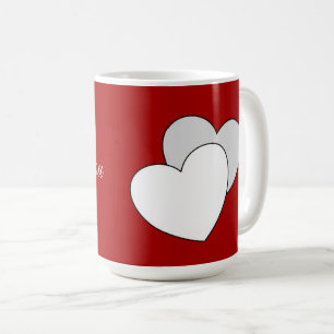 Mug Je T'Aime, Deux Coeurs D'Amour Rouges