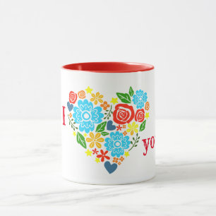 MUG JE T'AIME FLORAL HEART DESIGN VALENTINE'S