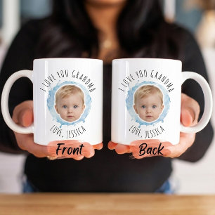 Mug Je t'aime grand-mère Photo Éclaboussure d'aquarell