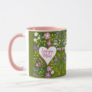 Mug Je t'aime maman cœur botanique mignon