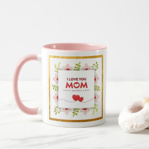 Mug Je t'aime maman Fête des mères I Cœur floral rose