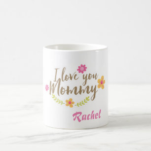 Mug Je t'aime maman fleurs personnalisent