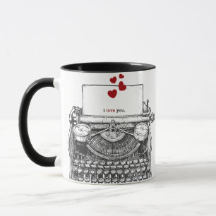Mug Je t'aime   Message de machine à écrire vintage