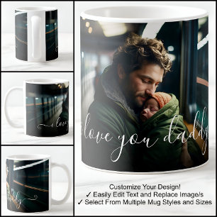 Mug Je t'aime Papa Beau Modèle de texte pour photo