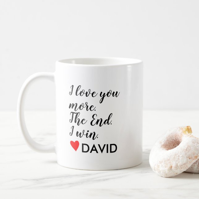 Mug Je t'aime plus Nom personnalisé Cadeau personnalis (Avec donut)