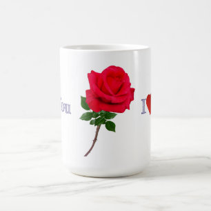 Mug Je T'Aime Rose Rouge Simple