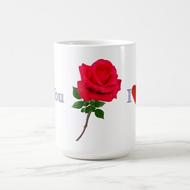 Mug Je T'Aime Rose Rouge Simple (Centre)