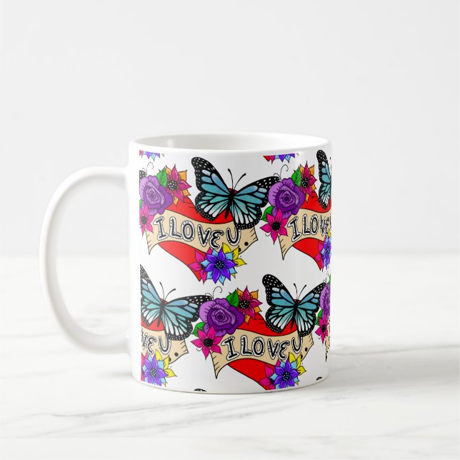 Mug Je T'Aime | Saint Valentin Coeur et Rose (Gauche)