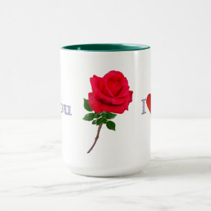 Mug Je T'Aime Un Simple Rose Rouge Deux Tons Café