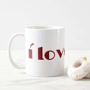 Mug Je t'aime Valentine Cupid Typographie Rouge Noir