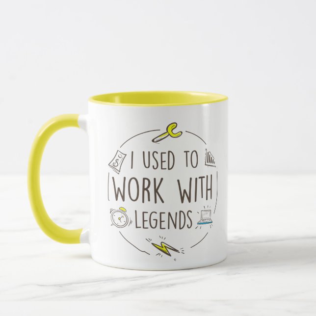 Mug Je travaillais avec légende, Retraite (Gauche)