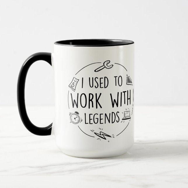 Mug Je travaillais avec légende, retraite (Gauche)