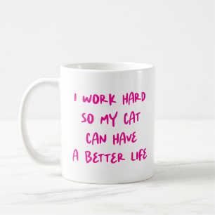 Mug "Je Travaille Dur..." Amoureux de les chats et col