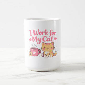 Mug Je Travaille pour Mon Chat – Conception de Chat Ka