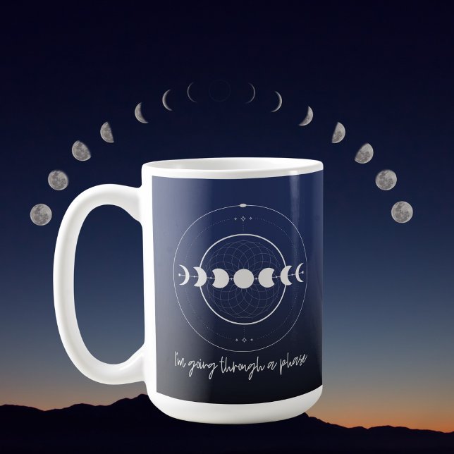 Mug Je traverse une phase (lune) (Moon Phase Mug for the WItchy, Moon Magic, Boho, Free Spirit.)