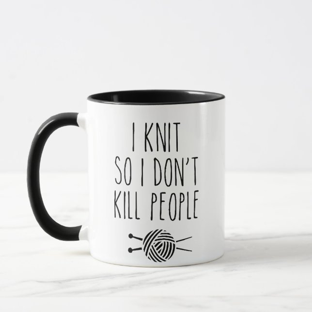 Mug Je tricote pour ne pas tuer les gens, Drôle à coud (Gauche)