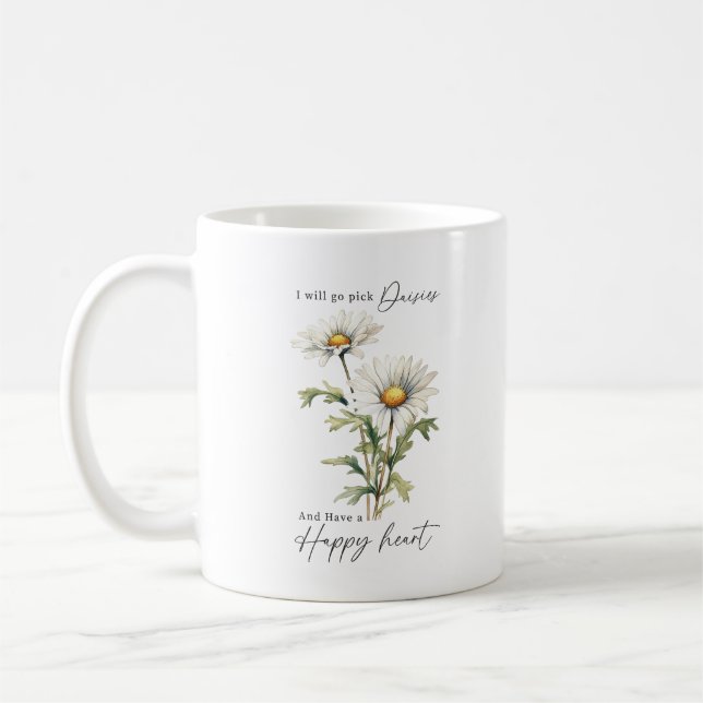 Mug Je vais choisir des marguerites blanc Floral Custo (Gauche)