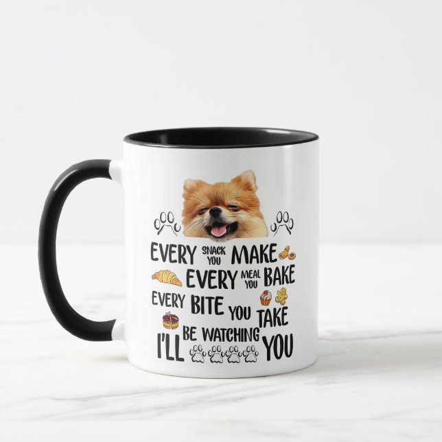Mug Je vais vous regarder, Chien de Poméranie (Gauche)