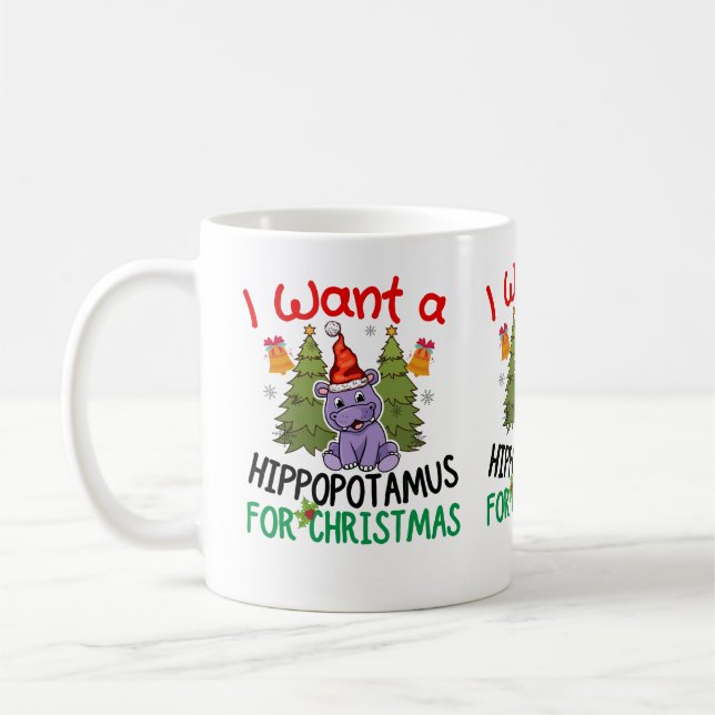 Mug Je Veux Hippopotame Pour T-Shirt De Noël (Gauche)
