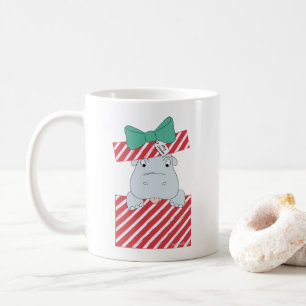 Mug Je veux un Hippopotame pour Noël en boîte rayée