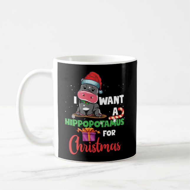 Mug Je Veux Un Hippopotame Pour Noël Hippo De Noël (Gauche)
