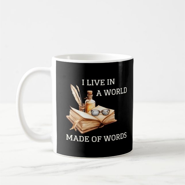 Mug Je vis dans un monde fait de mots Enseignant angla (Gauche)
