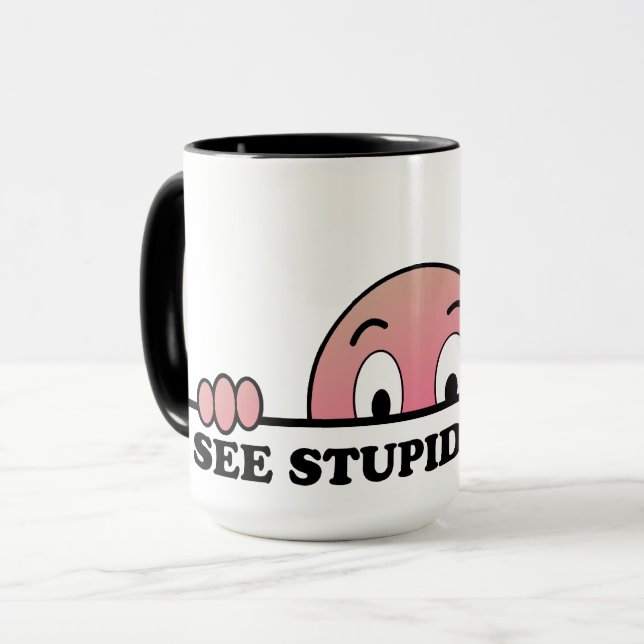 Mug Je Vois Des Gens Stupides Drôle | Rose (Devant gauche)
