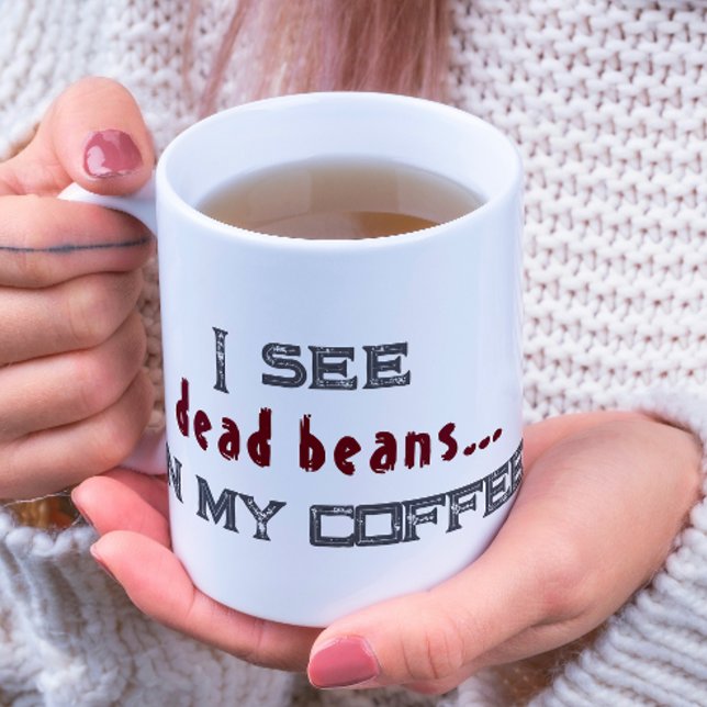 Mug Je vois des haricots morts blanc Halloween café Mu (Créateur téléchargé)