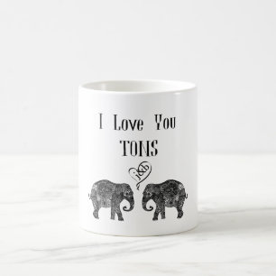 Mug JE VOUS AIME TONS/Elephant Art/Mariage Personnalis