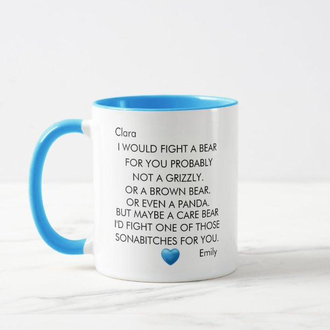 MUG JE VOUS COMBATTRAIS UN OURS, MIEUX AMI ANNIVERSAIR (Gauche)