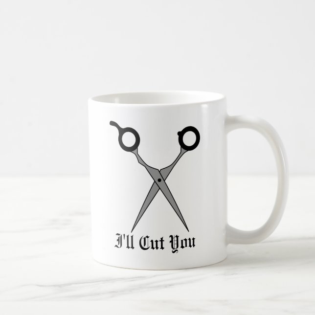 Mug Je vous couperai (les ciseaux de coupe de cheveux (Droite)