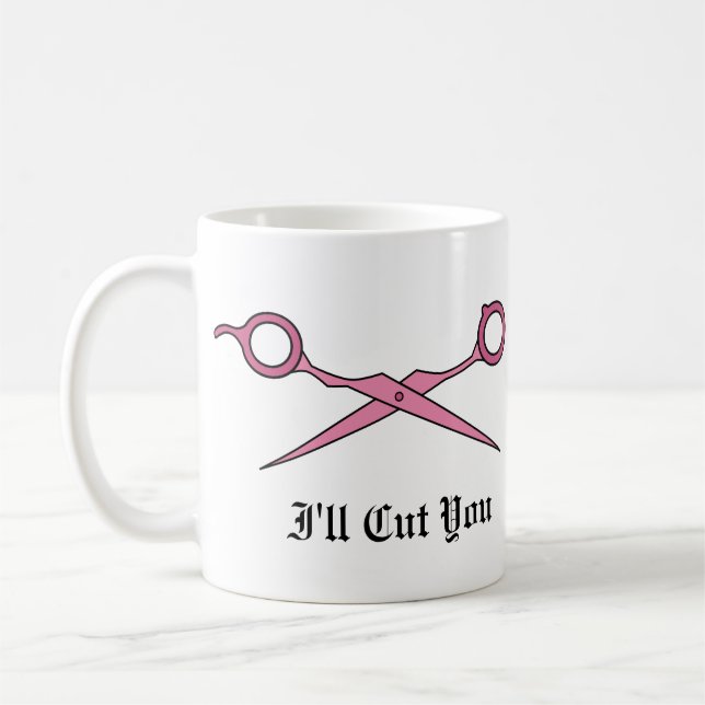 Mug Je vous couperai (les ciseaux roses de coupe de (Gauche)