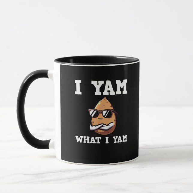 Mug Je Yam Ce Que Je Yam Humour V-Neck (Gauche)